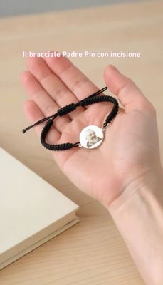 Bracciale Religioso Padre Pio filo intreccio Incisione a Laser