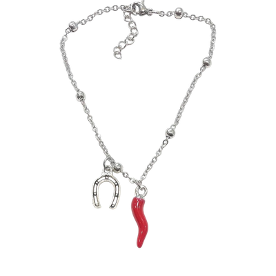 Bracciale catena acciaio corno ciampa cavallo Bracciale catena acciaio corno ciampa cavallo