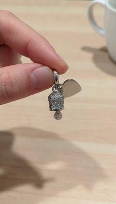 Ciondolo campanella zirconi acciaio confezione regalo inclusa