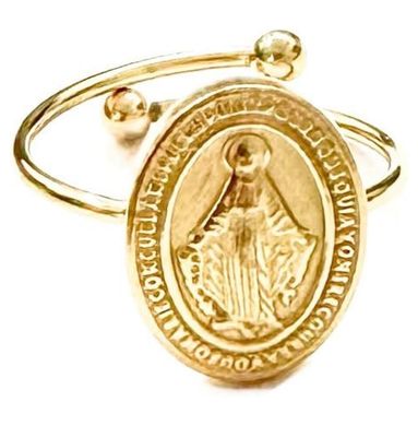 Anello regolabile madonnina miracolosa acciaio