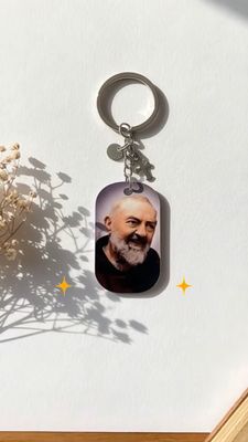 Portachiavi acciaio Padre pio a colore