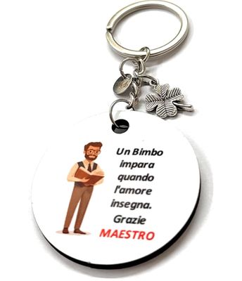 Portachiavi legno Maestro con dedica colori