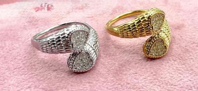 Anello cuore zirconato regolabile acciaio