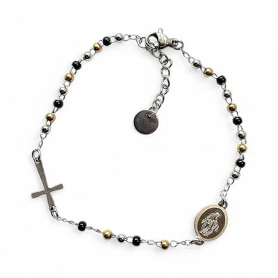 Bracciale Rosario religione cattolica tre colori sfere 3mm Bracciale Rosario religione cattolica tre colori sfere 3mm