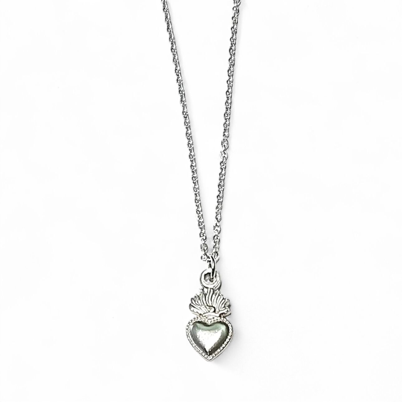 Collana acciaio cuore sacro