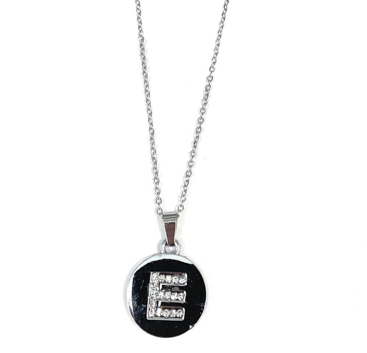 Collana acciaio lettera personalizzata zirconi