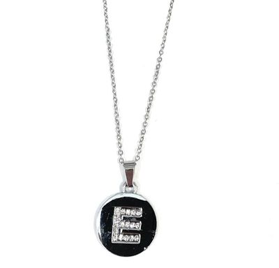 Collana acciaio lettera personalizzata zirconi