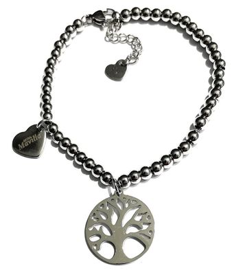 Bracciale sfere acciaio albero della vita regolabile