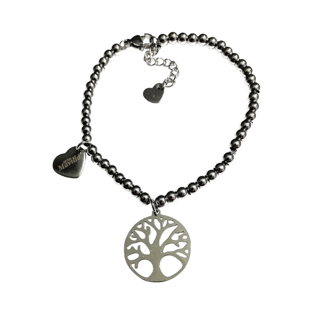Bracciale sfere acciaio albero della vita regolabile