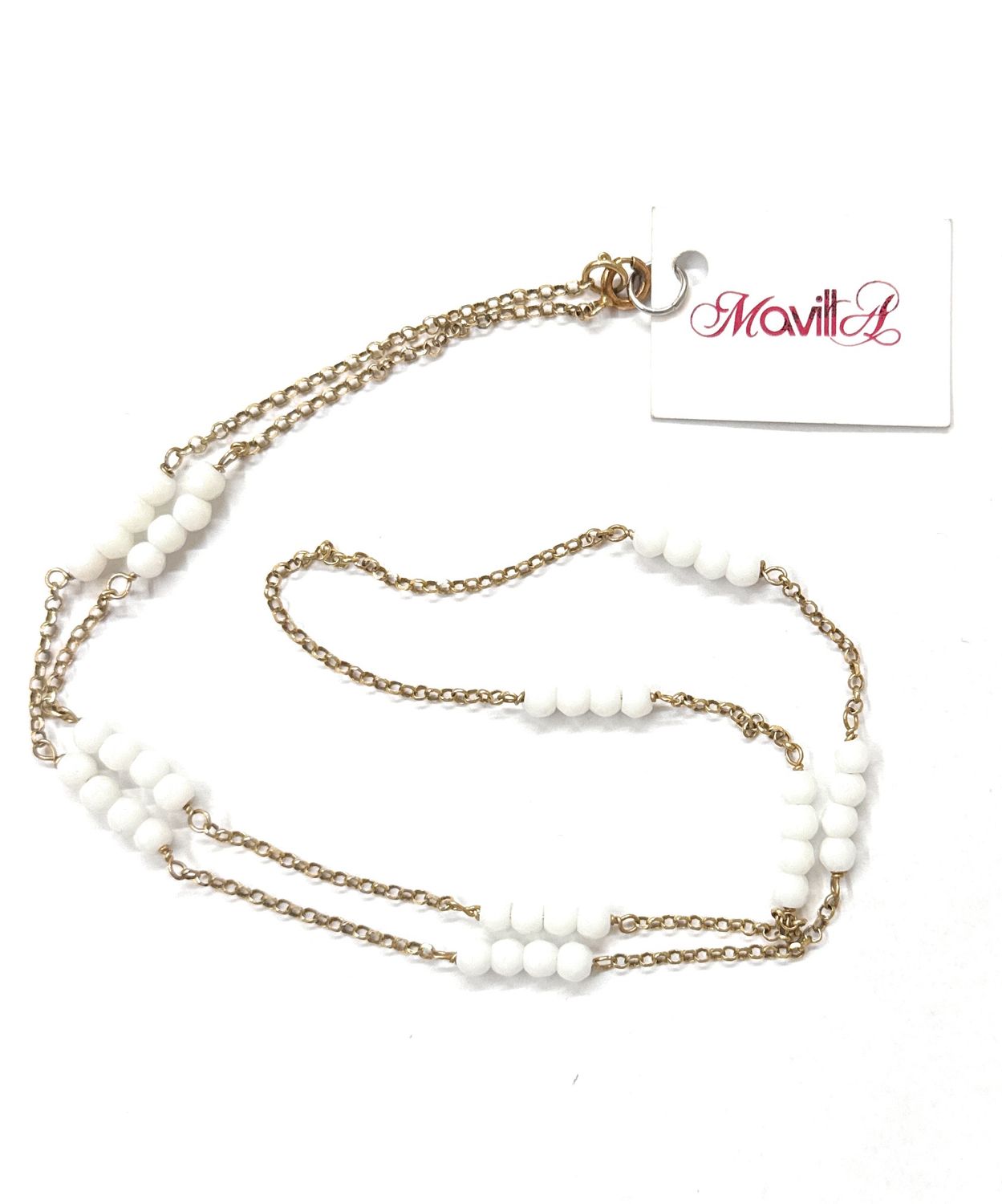 Collana argento sfere bianche 60 cm