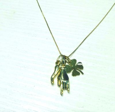 Collana acciaio corno quadrifoglio corna
