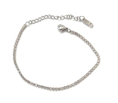 Bracciale tennis 2mm cristalli acciaio regolabile