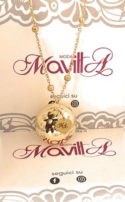 Collana Gravidanza dorata Ciondolo Bimba brillantino acciaio