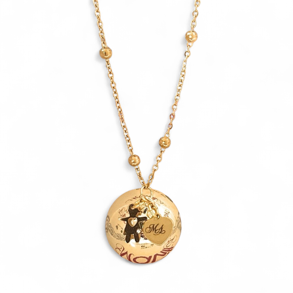 Collana Gravidanza dorata Ciondolo Bimba brillantino acciaio