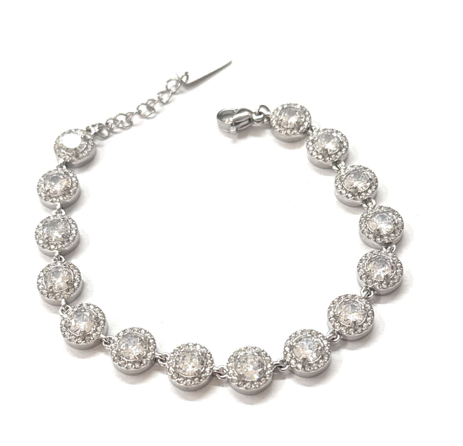 Bracciale Zirconi sfere acciaio regolabile