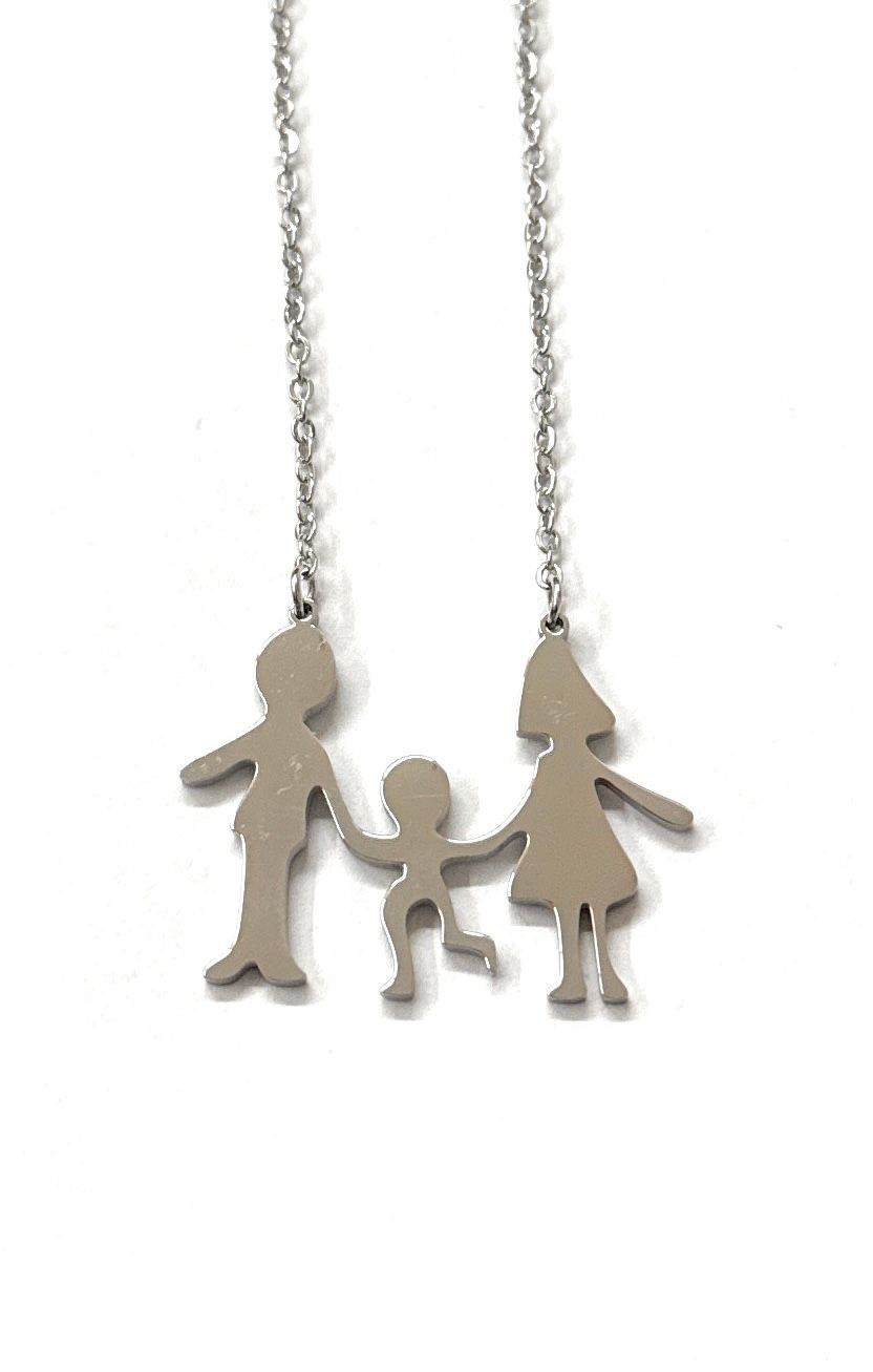 Collana Mamma Papà bambino acciaio
