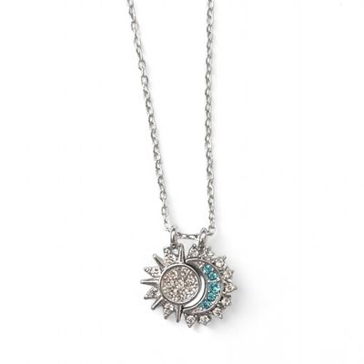 Collana Sole Luna Zirconi acciaio