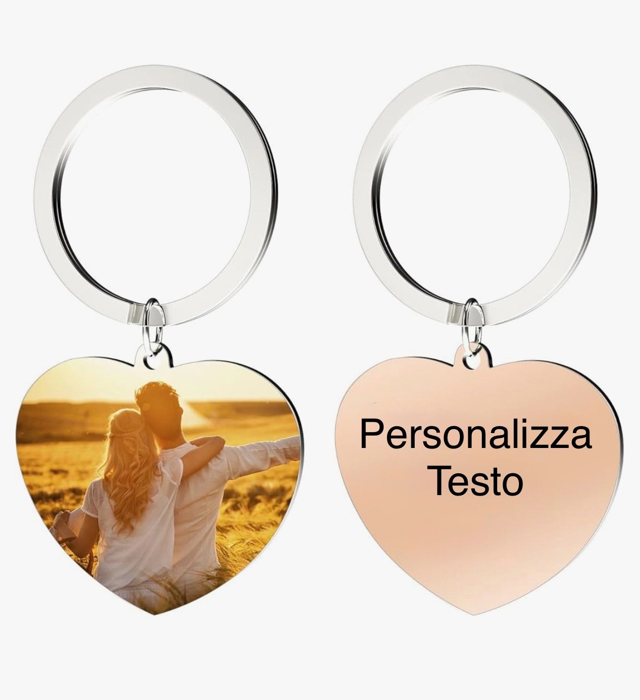 Portachiave cuore personalizzato a colori Acciaio