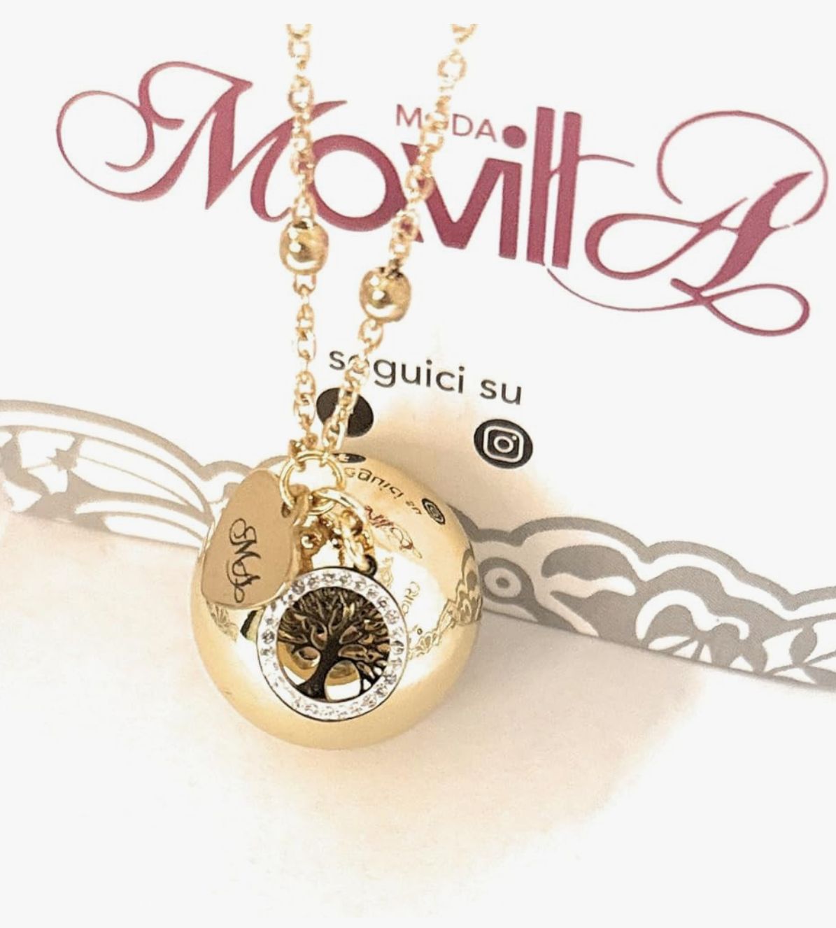 Collana sfera sonora dorata ciondolo albero della vita Gravidanza