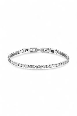 Bracciale tennis bianco spessore 3 MM cristalli acciaio