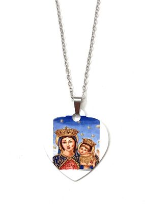 Collana acciaio Madonna Dell'arco Cuore a colori