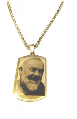 Collana dorata Padre pio acciaio