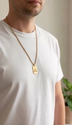 Collana dorata Padre pio acciaio