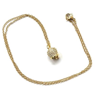 Collana dorata campanella zirconi acciaio regolabile
