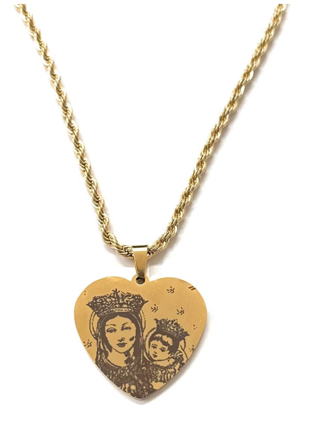 Collana dorata Madonna Dell'arco formato cuore