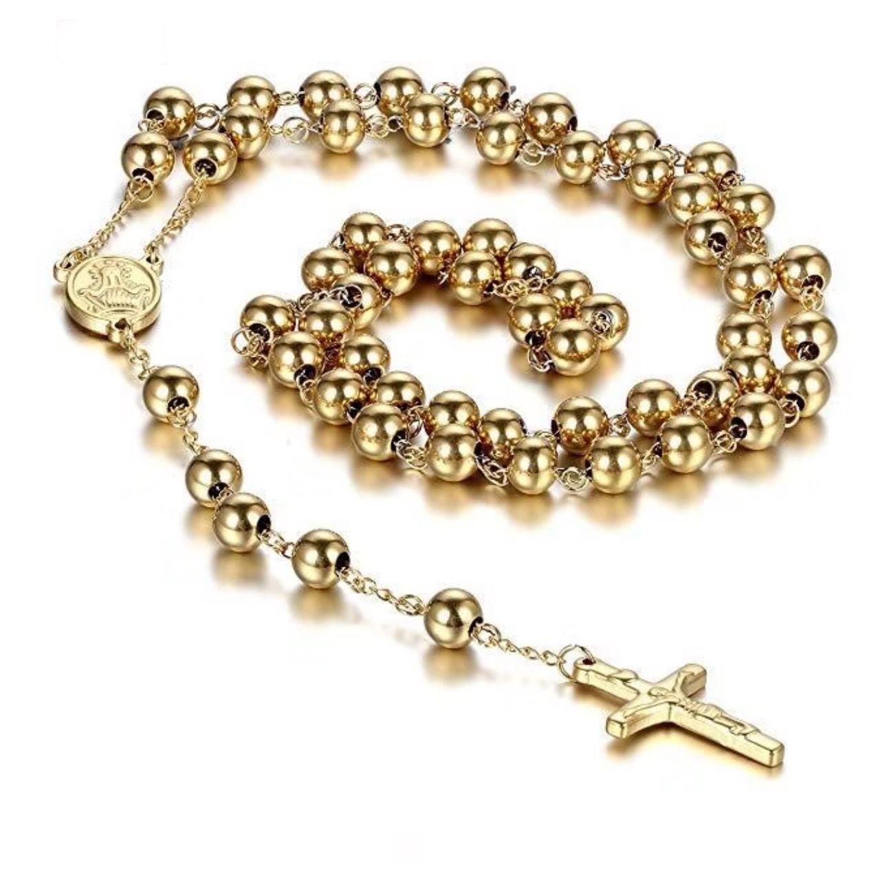 Rosario dorato religione cattolica sfere 6mm