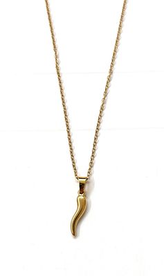 Collana dorata corno portafortuna regolabile