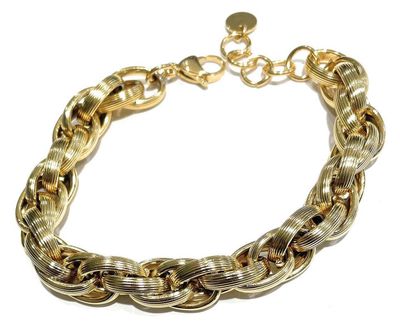 Bracciale dorato catena larga regolabile acciaio