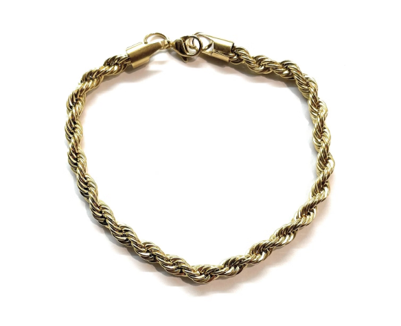Bracciale intrecciato large dorato acciaio regolabile