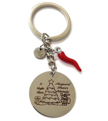 Portachiavi Natale babbo natale albero decorazioni corno portafortuna idea regalo