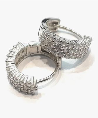 Orecchini 2cm argento 925 zirconi bianchi