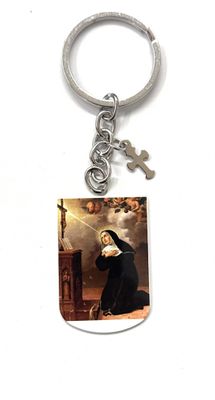 Portachiavi acciaio Santa Rita da Cascia a colore