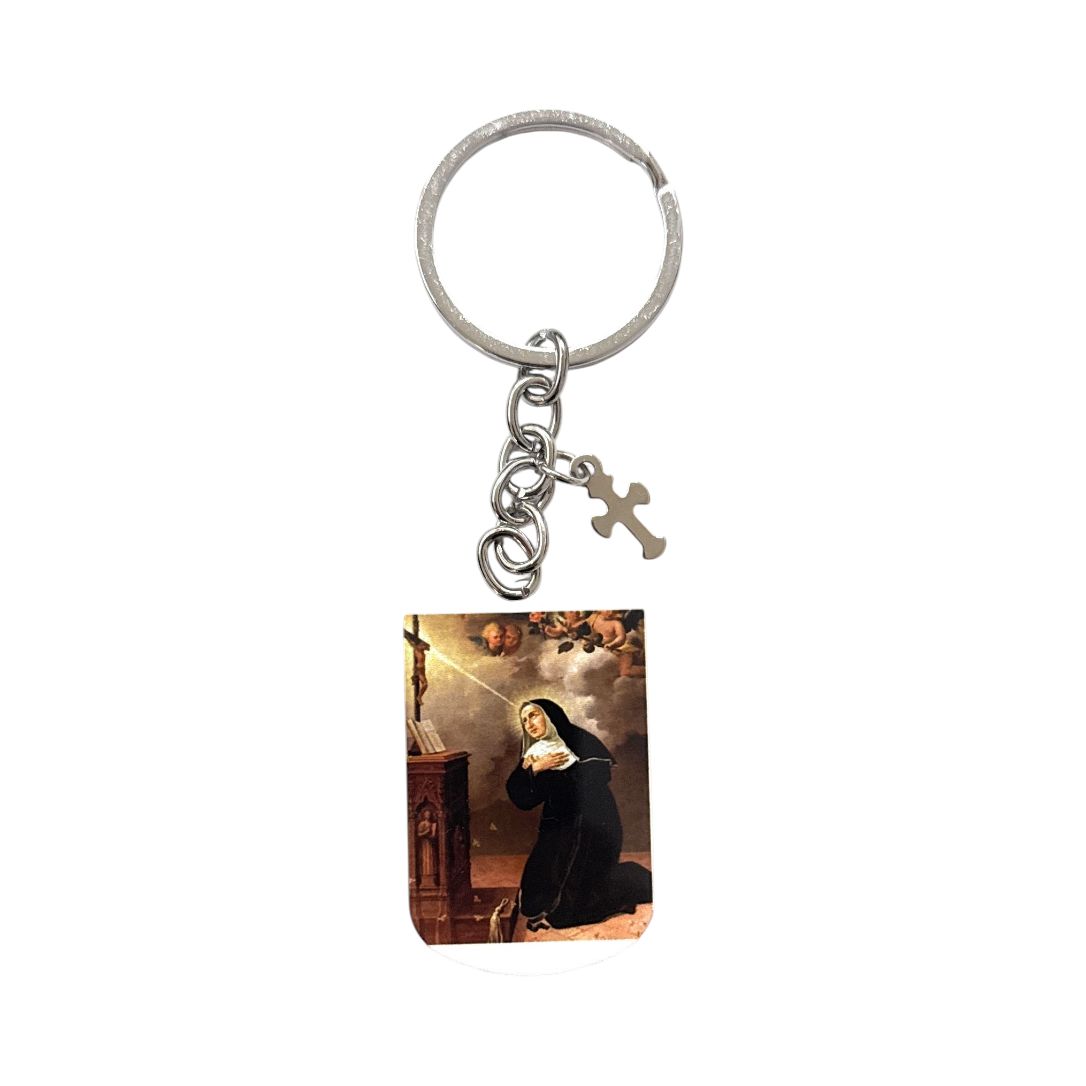 Portachiavi acciaio Santa Rita da Cascia a colore