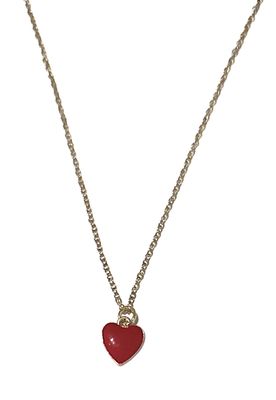 Collana dorata cuore rosso acciaio regolabile