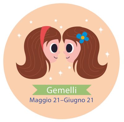 Magnete Gemelli segni zodiacali con dedica colori