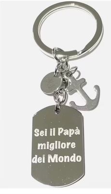 Portachiavi in acciaio Papà migliore del mondo