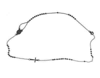 Rosario nero religione cattolica sfere 3mm