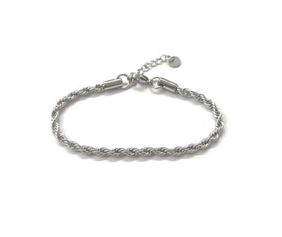 Bracciale intrecciato 3mm acciaio misura regolabile Bracciale intrecciato 3mm acciaio misura regolabile
