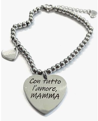 Bracciale acciaio l'amore di mamma regolabile