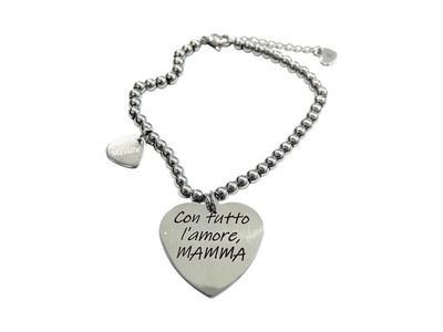 Bracciale acciaio l'amore di mamma regolabile
