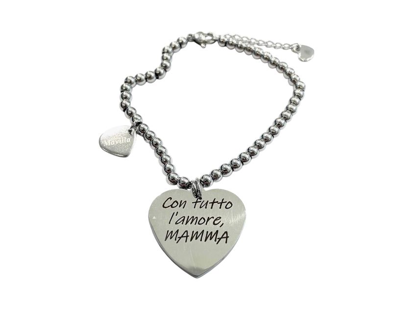 Bracciale acciaio l'amore di mamma regolabile
