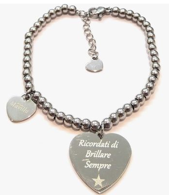 Bracciale acciaio ricordati di brillare regolabile