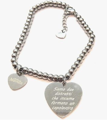 Bracciale acciaio innamorati regolabile