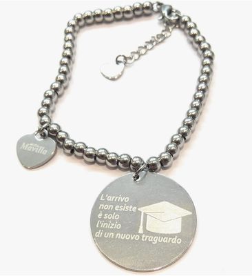 Bracciale acciaio laurea regolabile