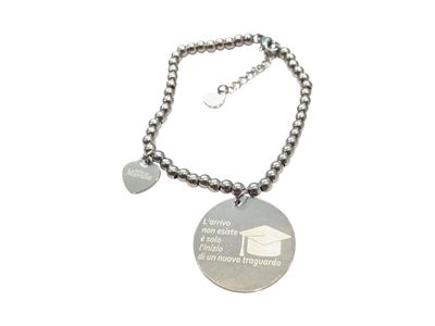 Bracciale acciaio laurea regolabile