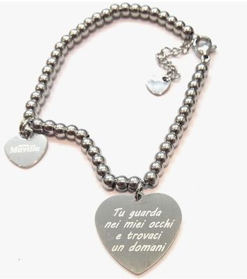 Bracciale acciaio innamorati regolabile